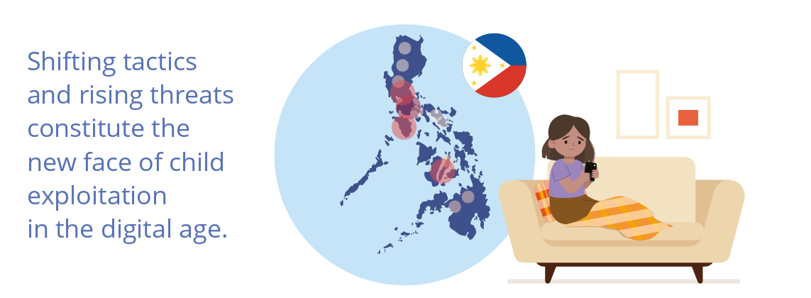 image of child on mobile phone experiencing exploitation activity